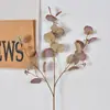 Suministro Transfronterizo de Plantas Verdes Artificiales, Hojas Doradas, Hojas de Eucalipto, Adornos de Plantas Verdes de Eucalipto, Decoraciones de Boda, Adornos Florales