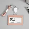 Porta Tarjeta de Identificación de Cuero Insignia de Trabajo con Clip Retráctil para Tarjeta Porta Etiqueta de Nombre Transparente de un Lado Porta Tarjeta de Comida