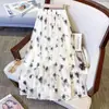 Elegante Falda de Gasa, Falda de Longitud Media con Estampado Floral Francés para Mujer, Verano 2025 de Cintura Alta, que Cubre la Cadera, Adelgazante, de Longitud Media