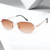 Gafas de Sol para Mujer 2024 Nuevo Verano Color Gradual Cyber Celebridad Gafas de Sol Sin Montura de Lujo Ligero 8301