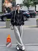 Pantalones de Arroz Pegajoso Gris Claro para Mujer 2026 Nuevos Pantalones de Otoño Sueltos Perezosos Casuales Rectos Cintura Alta Versión Estrecha Pantalones de Pierna Ancha