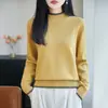 Nova coleção outono e inverno: colorido em blocos, estilo duas peças, suéter de tricô com gola redonda para mulheres, corte solto, efeito emagrecedor, versátil, camada base de algodão puro