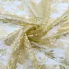 Tecido de renda flor rosa com fio de ouro multicolorido tecido de renda dourada