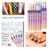 Kit de Canetas para Nail Art DIY Transfronteiriço 12 Cores Tinta Acrílica Secagem Rápida Canetas para Pontilhismo e Desenho de Linhas