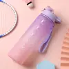 Taza de Plástico de Gran Capacidad 1L de Venta Caliente Transfronteriza Verano Taza de Agua Deportiva Gradiente Mate Taza Espacial Portátil para Estudiantes Hombres y Mujeres