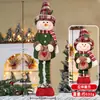 Adornos de Muñeca Retráctil Navideña Transfronterizos Regalos de Navidad Decoraciones de Muñeco de Pie a Cuadros Retro Hombre Viejo Muñeco de Nieve
