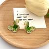 Pendientes de Mariposa de Cristal Verde Zhao Lusi Diseño de Nicho Pinzas para Orejas Tipo Bobina de Mosquitos Estilo Vacacional Costero Diseño sin Perforación