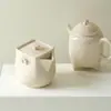 Tetera de Cerámica Estilo Dinastías Tang y Song con Esmalte Ceniza para Uso Doméstico, con Filtro de Agujero de Bola, Adecuada para Té Kung Fu, Tetera Individual de Mano