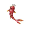 Nuevo Broche de Koi Rojo Estilo Chino Broche de Carpa de Aleación Femenina de Gama Alta con Goteo de Aceite Accesorios de Pin para Traje