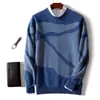 Novo suéter de lã outono e inverno para homens, folgado e quente, pulôver com jacquard color block, cor sólida, gola redonda, estilo casual