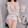 Noite lingerie sexy crocante feminina plus size camisa boyfriend perspectiva sexy pijamas fofos suspensórios vento pijamas celebridade da internet beleza