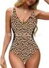 Traje de baño de una pieza para mujer, popular transfronterizo de AliExpress Amazon, europeo y americano, multicolor, cuello en V, visualmente adelgazante, cintura entallada, espalda descubierta.