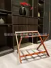 Estante para equipaje B&B Hotel, Color natural, Versión engrosada, Estante de almacenamiento plegable de bambú para el hogar, Estante de almacenamiento para dormitorio