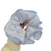 Goma para el pelo fruncida con estampado floral fresco para mujer, Suave y femenina goma para coleta, Accesorio para el pelo de tela que no daña el cabello