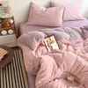 Ins cor sólida simples duas cores veludo de leite conjunto de quatro peças A-class blogueira luxo leve coração de menina dopamina fronha de veludo de leite