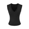 Top de tirantes sin mangas con retazos sexy de cuello en V estilo europeo y americano para mujer, corto de verano, adelgazante, versátil, capa base, moderno