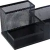 9058 venta al por mayor red de hierro multi-funcional combinación portalápices metálico tres compartimentos caja de almacenamiento para tarjetas de visita notas papelería de escritorio