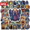 Compra directa transfronteriza de 50 coloridos adhesivos decorativos para ventanas, vintage creativos de ángeles, animales y florales, impermeables, surtido para combinar