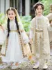 Estilo Exótico Meninos e Meninas Outono Novo Estilo Étnico Ocidental Xinjiang Traje Antigo Crianças Dia Nacional Fantasias de Performance para Bebês