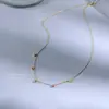 Colar Arco-Íris de Prata Esterlina 925 Feminino Estilo Coreano Ins Design de Nicho Sentido Colorido Zircônia Redonda Gargantilha Corrente da Clavícula Atacado