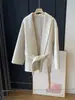 Marca R*W no balcão: 20.000+! Casaco de lã dupla face com cashmere, lã, Tencel, gola virada, cintura com cinto, casaco de inverno feminino curto 036