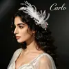 Corona de plumas, pasarela, actuación, Hanfu, joyería de princesa antigua, hada blanca, belleza, tocado para niños, diadema, tocado de niña