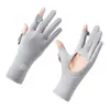 Guantes de Protección Solar para Mujer con Palma Hueca, Anti-UV, Antideslizantes para Vehículos Eléctricos, Delgados, Transpirables, Sin Dedos, de Seda Helada para Verano