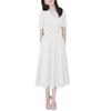 En Stock Venta al por mayor Directo de Fábrica Vestido Nuevo de Color Sólido, Nuevo de Primavera Negro Estilo Francés Vintage Elegante Vestido Largo para Mujer