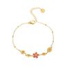 Pulsera de Acero de Titanio Flor Roja Pequeña Pulsera Joyería para Mujer Acero Inoxidable Inmarcesible ins Europea y Americana Multicolor Pequeña Rojo de Internet Chapado en Oro