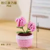 Planta Pequena em Vaso Tricotada à Mão Flor Artificial Crochê de Lã Enfeite Vaso de Flores Mini Tricotado Decoração de Mesa Presente Criativo