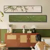 Pintura decorativa para sala de estar de estilo vintage francés con textura, pintura para colgar en la pared de fondo de sofá estilo mediados de siglo, mural combinado de franjas horizontales