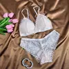 Conjunto de Sutiã para Mulheres, Estilo Verão, Respirável, Amigo da Pele, Sutiã Estilo Francês, Sem Aro, Renda Sexy, Conjunto de Duas Peças