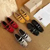 Sapatos de Ballet Baixos Retrô Tendência 2026 Bico Quadrado Sapatos de Uma Tira com Fivela Sapatos Mary Jane de Salto Grosso