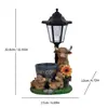 Luz Solar para Exterior Realista de Resina Vaca das Terras Altas com Vaso de Flores Estátua de Animal Ornamento de Resina Luz Noturna para Caminho
