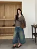 Pantalones Vaqueros Cropped Lavados Vintage T-PLATFORM para Figuras Menudas, Principios de Otoño 2026 Pantalones de Pierna Ancha de Siete Puntos 58038