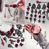 [Rosa Engaiolada] Pingente de Liga de Metal Coroa Escura de Corvo Artesanal com Contas Material DIY Acessórios para Pulseira