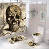 Amazon Transfronterizo Popular Serie Calavera Impresión Digital Poliéster Impermeable y a Prueba de Moho Cortina de Ducha Juego de Cuatro Piezas Fabricante