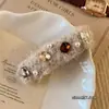 Estilo Suave Beige Peluche Strass Pasador Perla Pinza BB Pasador Lujo Ligero Elegante Accesorio para el Cabello Nuevo Pasador para el Flequillo