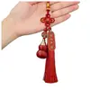 Colgante de Calabaza Nudo Chino "Paz por Dentro y por Fuera" para Coche, Cinabrio Púrpura Dorado de Alta Gama, Accesorio de Decoración Interior de Coche para el Año del Zodiaco