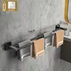 Estante de Almacenamiento Montado en la Pared de Aluminio Espacial Sin Taladro de Suministro del Fabricante, Toallero de Baño de Barra Única, Estante Colgante de Almacenamiento para Baño