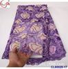 Tecido de renda oca de organza dupla com bordado de lantejoulas de fio duro estilo africano Tecido de renda africana