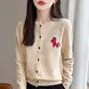 Ropa de abrigo: Suéter de pelo de poni, cárdigan de cuello redondo, top fino de manga larga para mujer estilo coreano 2026, nuevo suéter de punto de primavera