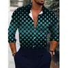 Camisas Nuevas para Hombre de Venta Caliente de Exportación Europea y Americana Transfronteriza, Tops de Manga Larga con Cuello de Moda Estampado Digital 3D Fresco