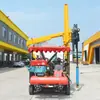 Martillo Hincador de Pilotes para Barreras de Seguridad, Perforadora de Carreteras, Máquina Hincadora y Extractor de Pilotes sobre Ruedas, Hincador Hidráulico Pequeño de Pilotes para Barreras de Seguridad de Cuatro Ruedas