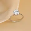 Anel de Diamante Sintético de Alta Qualidade com Seis Garras para Mulheres, Anéis de Par de Zircônia Estilo Casal Moderno, Anéis Ajustáveis para Pedido de Casamento e Casamento, Joias Transfronteiriças
