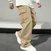 Calça Cargo Estilo Americano Nova Primavera 2026 para Homens, Marca Jovem Tendência para Exterior, Calça Longa Casual de Cor Sólida Ampla e Confortável