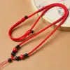 Collar con Cordón de Jade Tejido a Mano para Hombres y Mujeres, Cordón Ajustable con Colgante de Jade