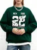 Sudadera Estampada New York Brooklyn 22 para Mujer Invierno Holgada Sudadera Cálida Top para Jogging Casual