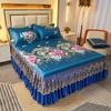 Venta directa de fábrica tapete tapete de seda de hielo falda de cama de tres piezas tapete de verano lavable a máquina aire acondicionado tapete suave al por mayor