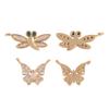 Colgante de mariposa y libélula de color microincrustado que conserva el color, chapado en oro real de 18 quilates, incrustado con circonita, colgante de collar de mariposa, tarjeta manual